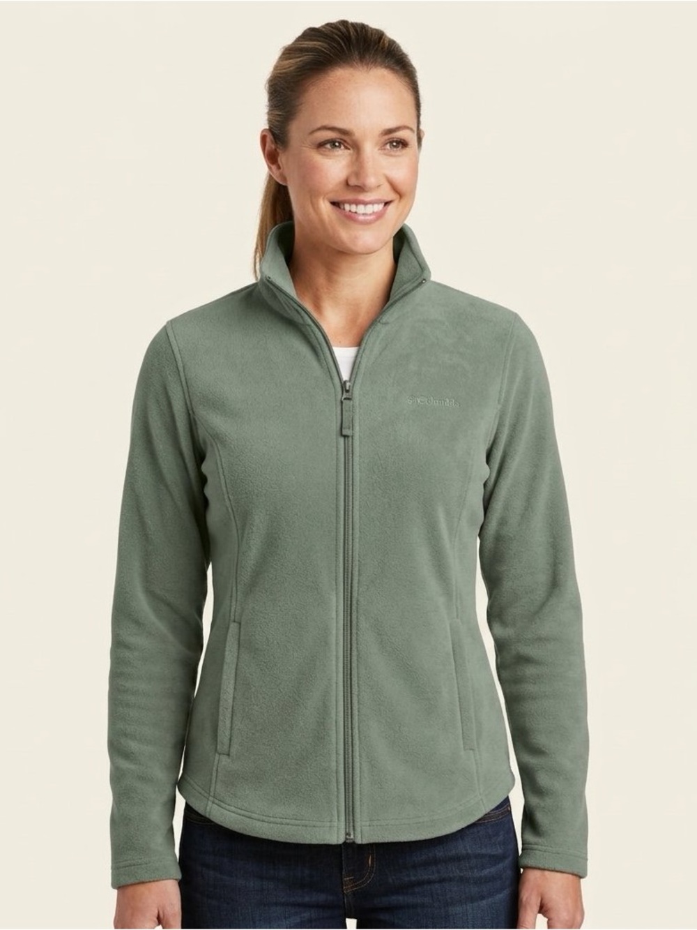 Made for Life‎ Sage Green Fleece Zipper Front Jacket with Pockets Sz S